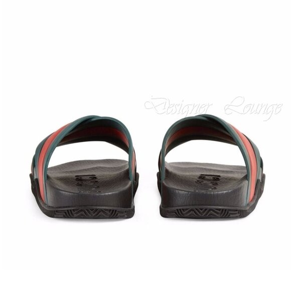 SOLD! NEW GUCCI Women's Web Criss Cross Rubber Slides Sandals EU 39 / US 9 - Picture 10 of 13
